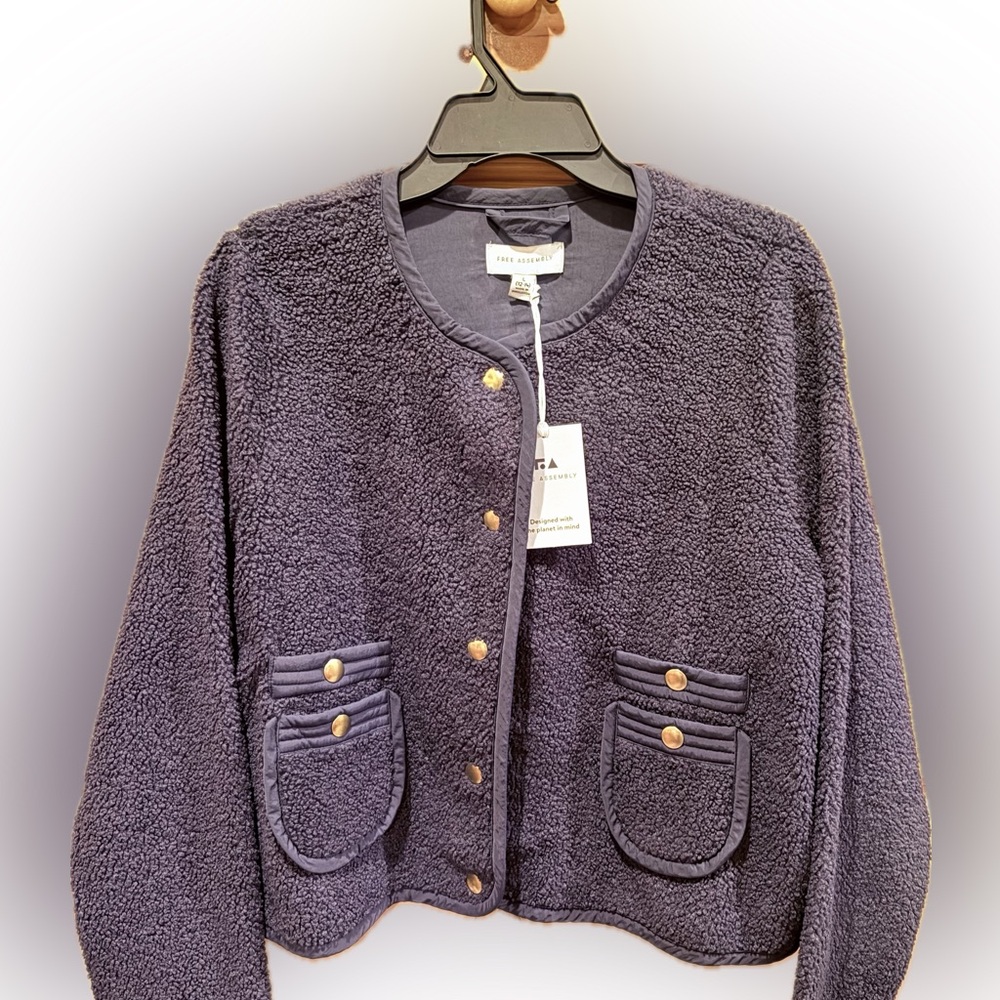Free Assembly Navy Blue Sherling Women's Jacket size large